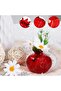 Pomegranate Shaped Glass Vase - Small Red Glazed Decorative Table Ornament - 7