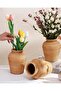 Rattan Hand-Woven Boho Wicker Vase for Pampas Grass & Flower Arrangements (8 in, Brown) - 2