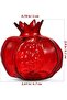 Pomegranate Shaped Glass Vase - Small Red Glazed Decorative Table Ornament - 2