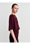10838 Wool Blend Belted Boat Neck Sweater-Burgundy M. - 2