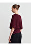 10838 Wool Blend Belted Boat Neck Sweater-Burgundy M. - 3
