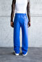 Men's Stitching Detailed Loose Fit Sweatpants Light Blue - 3