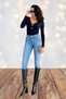 Women's V-Neck Gold Detailed Long Sleeve Blouse – Black, Coffee, White, Burgundy 10136 - 4