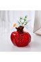 Pomegranate Shaped Glass Vase - Small Red Glazed Decorative Table Ornament - 8