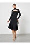 Black Cut-Out Yoke Knee Length Dress - 2