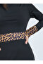 Leopard Print Long Sleeve Bodycon Midi Dress - 3