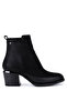 Women's Black Nubuck Heeled Boots