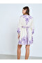 Floral Printed Fitted Waist Buttoned Mini Dress - 4
