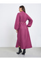 Purple High Neck Maxi Dress with Chain Belt - 5