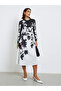 Floral Print A-Line Midi Dress - 2