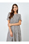 Leopard Print Round Neck Tiered Midi Dress - 2