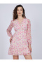 Pink Floral Print Mini Dress