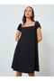 Women Black Square Neck Mini Dress