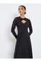 Black Lace Sleeve A-Line Maxi Dress - 2