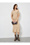 Beige Cable Knit Sweater Midi Dress