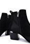 Women's Black Nubuck Heeled Boots - 5