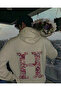 Kiss Design Lettered Oversized Hooded Sweatshirt Hoodie