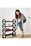 OneDcor Mobile Shoe Rack with Rolling Wheels 4 Tier – Durable Stackable Arc-Shaped Plastic Shelves - 4