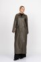 Women's Winter Khaki Adell Leather Long Overcoat Trench Stylish Daily Comfortable 2631