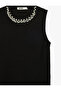 Crew Neck Sleeveless Rhinestone Knit Blouse - 5