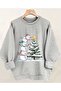 Snowmen Print Detailed Crew Neck Sweatshirt