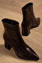 Bitter Brown Patent Leather Heeled Boots - 4