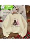 Crew Neck Sweatshirt with Christmas Tree Print Detail