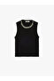 Crew Neck Sleeveless Rhinestone Knit Blouse - 3