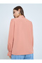 Women Nude Tie Up Neck Long Sleeve Top - 5