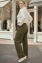 Italian Large Size Khaki Pocketed Elastic Waist Wide Leg Slim Fi Corded Fabric Adife Woven Trousers 100 62 - 3
