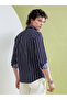 Men Navy Blue Striped Spread Collar Shirt - 3