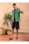 Men Green Resort Collar Textured Shirt - 4