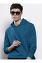 Men Blue Knitted Hoodie