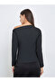 Black Solid One Shoulder Knit Top - 5