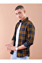 Men Mustard Checked Casual Shirt - 3