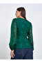 Emerald Green Ruffle Detail Long Sleeves Blouse - 4