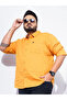 Plus Size Orange Cotton Casual Shirt - 4