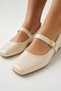 Women's Ballet Shoes Patent Leather Cream Gold Buckle Stylish Lightweight Orthopedic Non-Sound Sole - 8