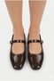 Patent Leather Bitter Brown Women's Ballerina Shoes with Gold Buckle, Stylish, Lightweight, Orthopedic, Soundless Sole - 4