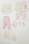 Baby Girl Hospital Release 8-Piece Set, Sky-Themed Cloud Pattern, 0-3 Months, Ecru - 2