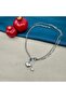 Steel Blue Stone Heart Pearl Beaded Silver Necklace - 3