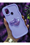 Samsung Galaxy A21S Compatible Heart and Ribbon Star Glitter Lilac Phone Case - 5