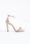 Venzio Women's Stone Evening Dress Heeled Shoes Beige Satin