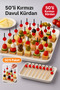 50-Piece Red Round Drum Toothpicks 12 cm – Decoration for Parties, Presentations, Canapes, Cocktails, and Cheese Plates - 7