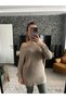 Boat Neck Glitter Fabric Thin Knit Sweater-Stone