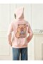 Women's Pink Capybara Printed Hooded Hoodie Sweatshirt - 2