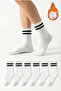Women's White 6-Piece Thermal Cotton Towel Bottom Long Socks Premium Boxed Socks