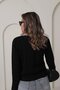 Women's V Gold Buckle Detailed Soft Knitwear Blouse 5832 - 3
