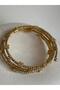 Gold Color 3 Row Butterfly Figured Zircon Stone Flexible Bracelet - 4