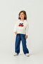 Cherry Embroidered Knitwear Vest Shirt Jeans Pants Set Beige